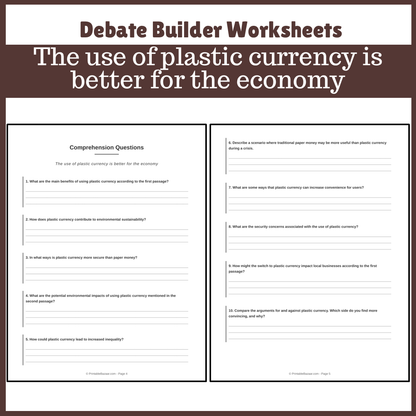 The use of plastic currency is better for the economy | Favour and Against Worksheet Printable Activity