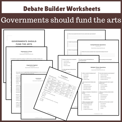 Governments should fund the arts | Favour and Against Worksheet Printable Activity