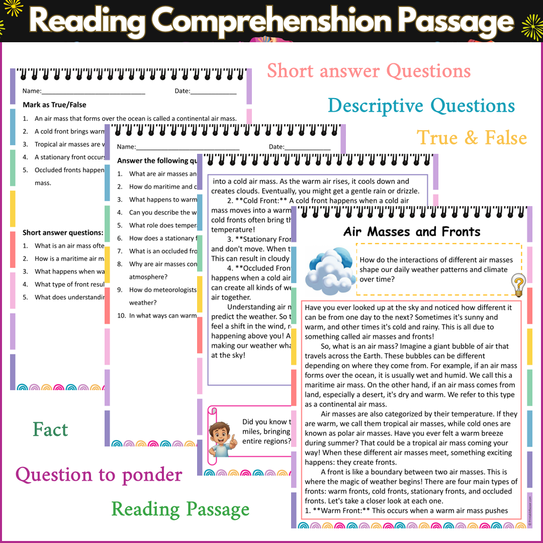 Air Masses and Fronts | Reading Comprehension Passage and Questions