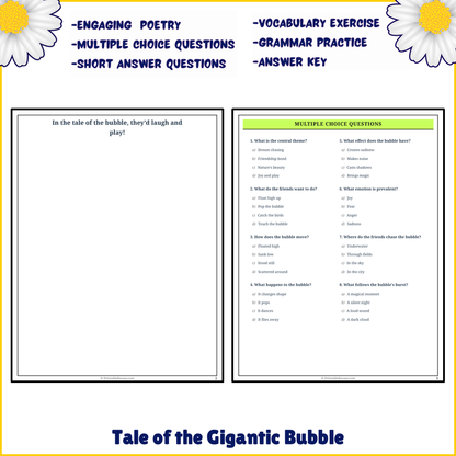 Tale of the Gigantic Bubble | Poem Grammar Worksheet Printable Activity