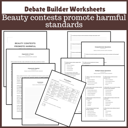 Beauty contests promote harmful standards | Favour and Against Worksheet Printable Activity