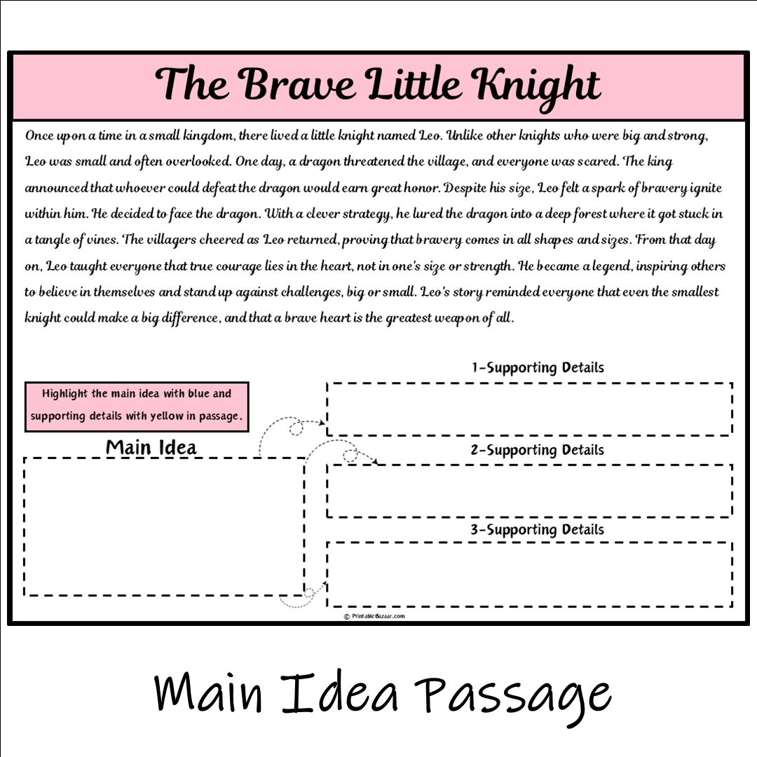 The Brave Little Knight | Main Idea and Supporting Details Reading Passage and Questions