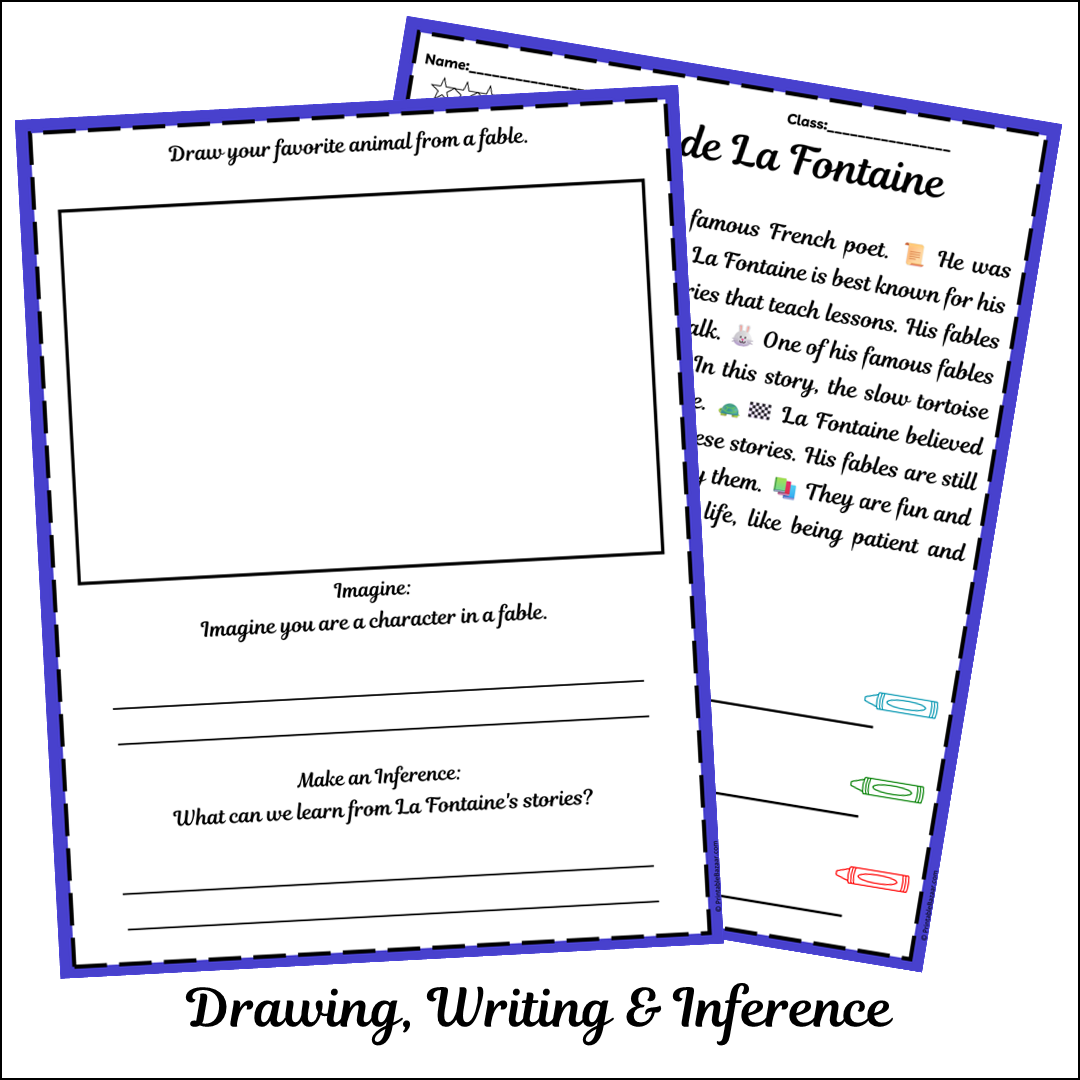 Jean de La Fontaine | Short Reading Comprehension Creative Worksheet