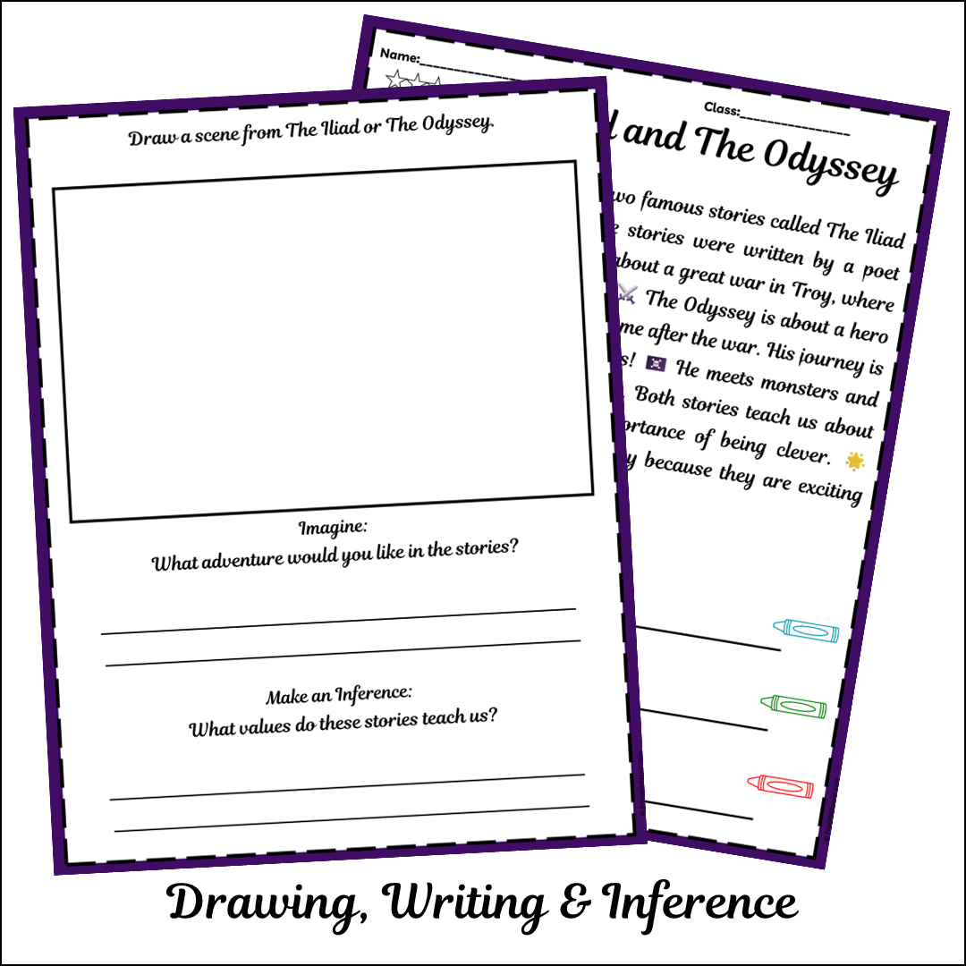 The Iliad and The Odyssey | Short Reading Comprehension Creative Worksheet