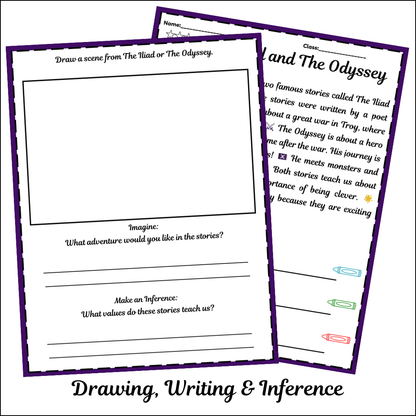 The Iliad and The Odyssey | Short Reading Comprehension Creative Worksheet