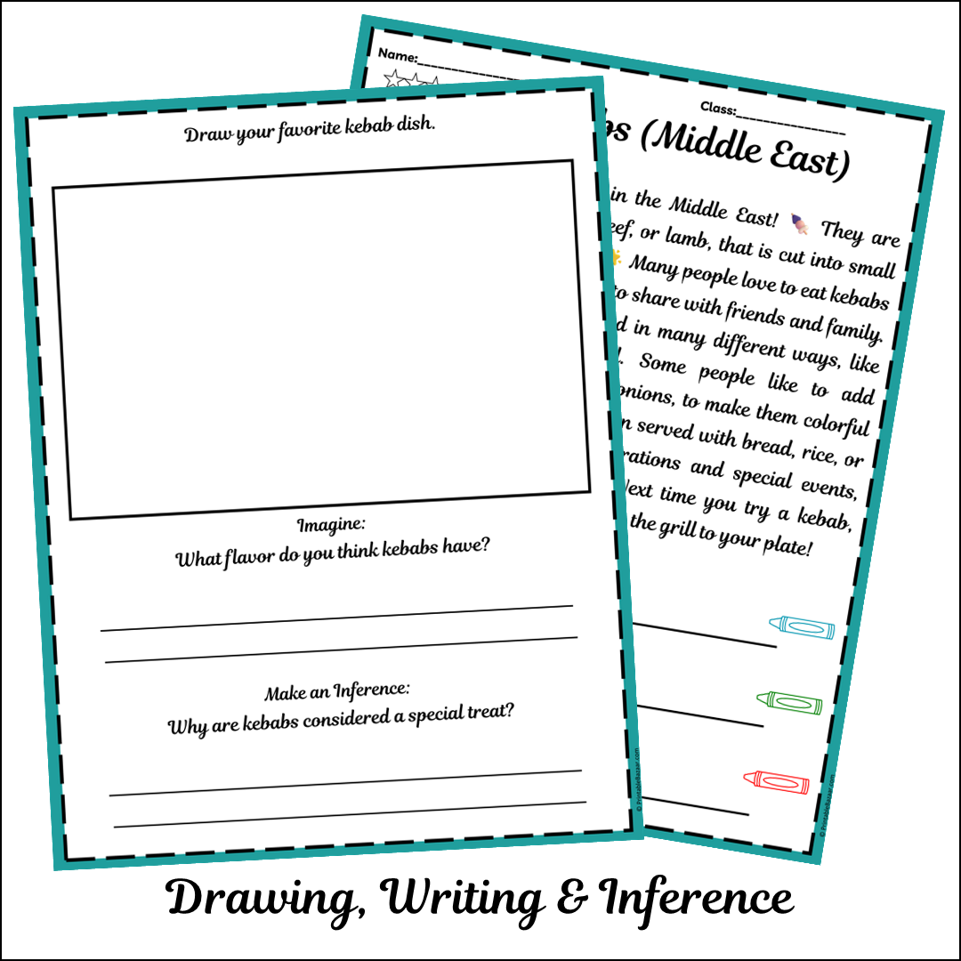 Kebabs (Middle East) | Short Reading Comprehension Creative Worksheet