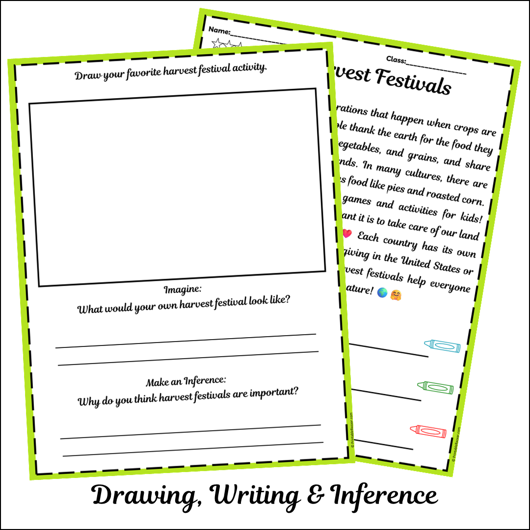 Harvest Festivals | Short Reading Comprehension Creative Worksheet