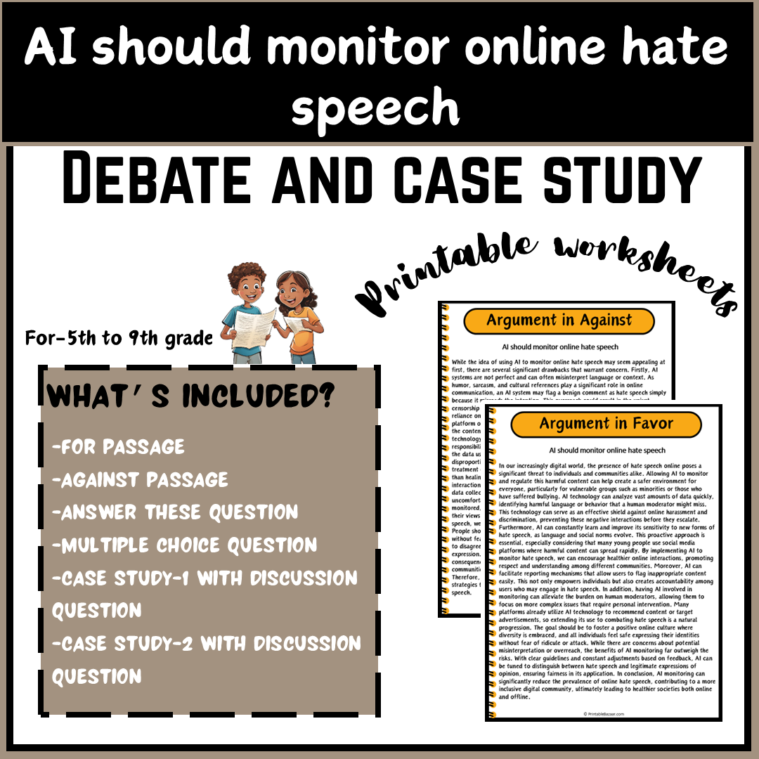 AI should monitor online hate speech | Debate Case Study Worksheet