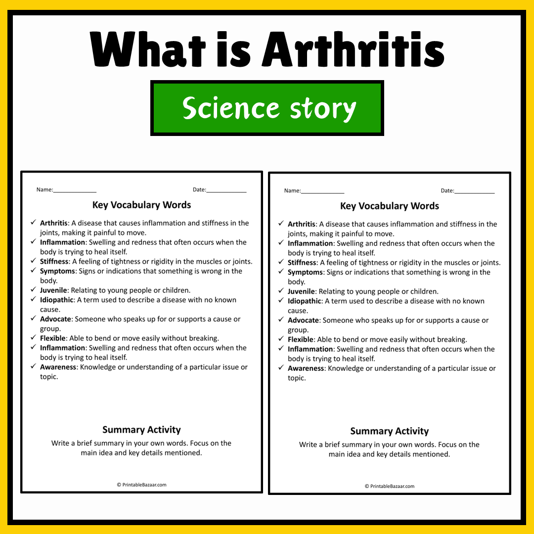 What is Arthritis | Science Story Reading Comprehension Activity