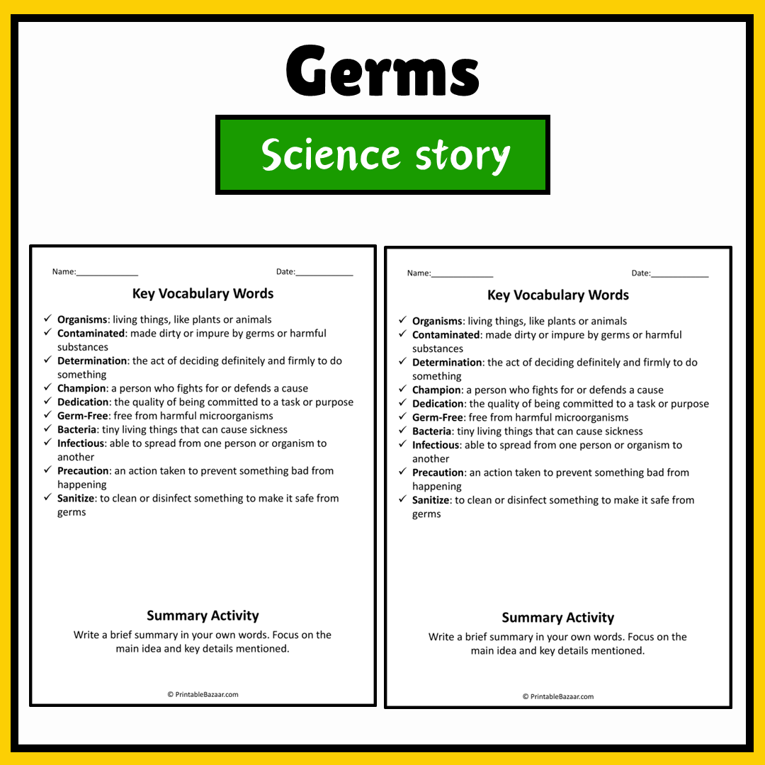 Germs | Science Story Reading Comprehension Activity