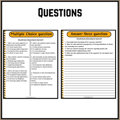 Should dual citizenship be banned? | Debate Case Study Worksheet