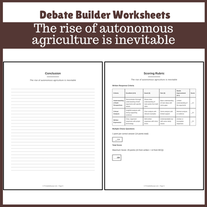 The rise of autonomous agriculture is inevitable | Favour and Against Worksheet Printable Activity