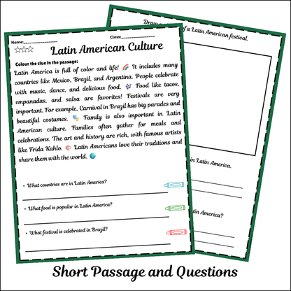 Latin American Culture | Short Reading Comprehension Creative Worksheet