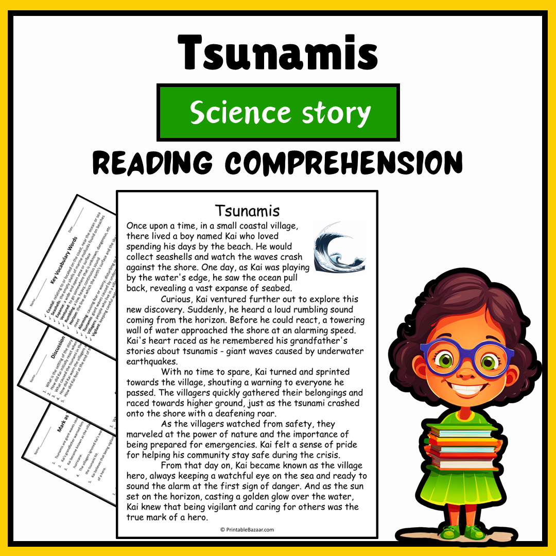 Tsunamis | Science Story Reading Comprehension Activity