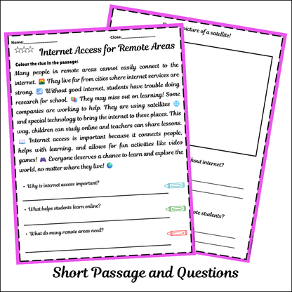 Internet Access for Remote Areas | Short Reading Comprehension Creative Worksheet