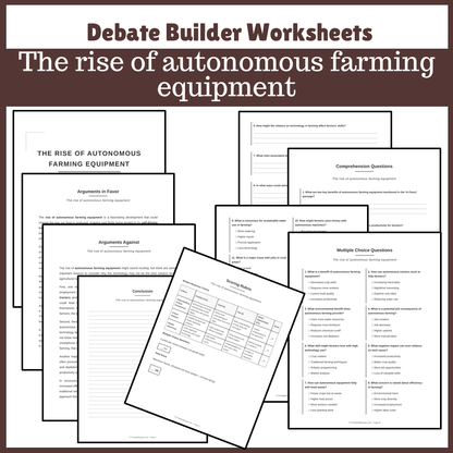 The rise of autonomous farming equipment | Favour and Against Worksheet Printable Activity