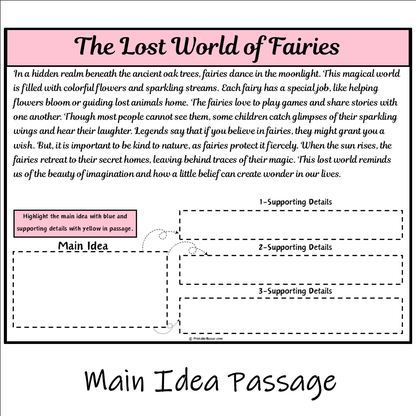 The Lost World of Fairies | Main Idea and Supporting Details Reading Passage and Questions