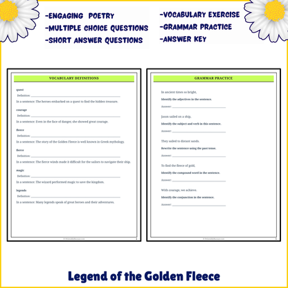 Legend of the Golden Fleece | Poem Grammar Worksheet Printable Activity