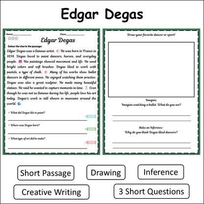 Edgar Degas | Short Reading Comprehension Creative Worksheet