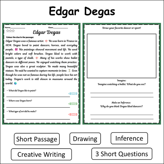 Edgar Degas | Short Reading Comprehension Creative Worksheet
