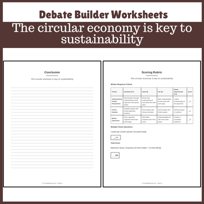 The circular economy is key to sustainability | Favour and Against Worksheet Printable Activity