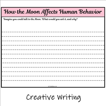 How the Moon Affects Human Behavior | Main Idea and Supporting Details Reading Passage and Questions