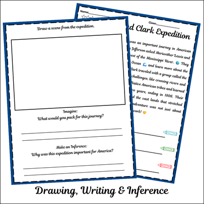Lewis and Clark Expedition | Short Reading Comprehension Creative Worksheet