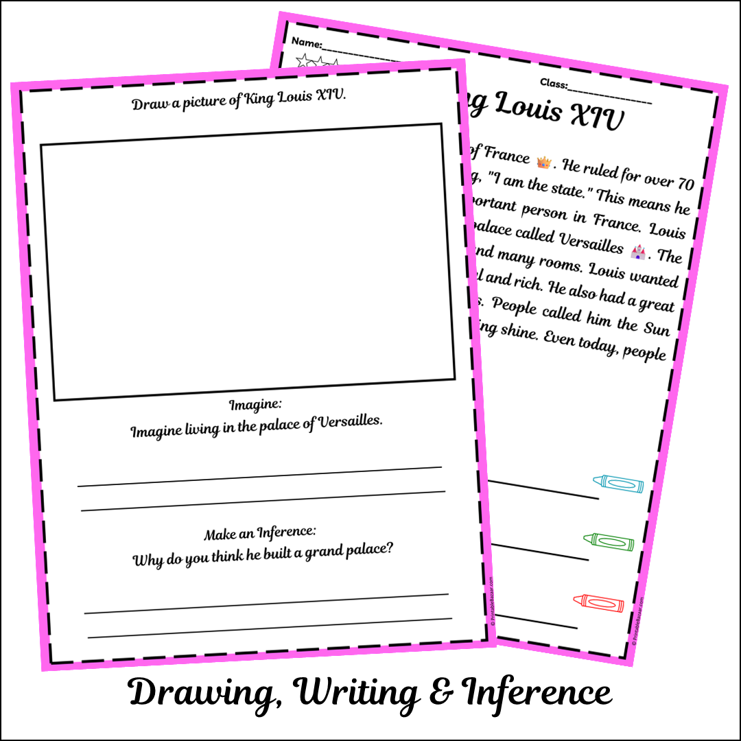 King Louis XIV | Short Reading Comprehension Creative Worksheet