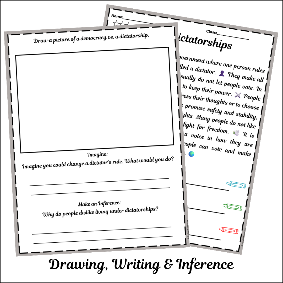 Dictatorships | Short Reading Comprehension Creative Worksheet