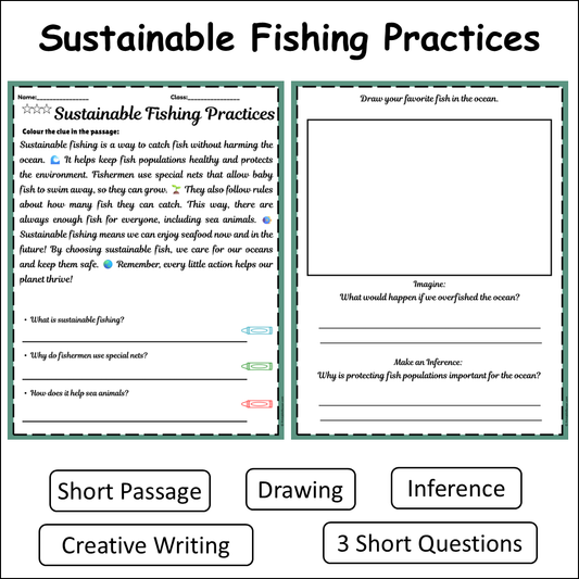 Sustainable Fishing Practices | Short Reading Comprehension Creative Worksheet