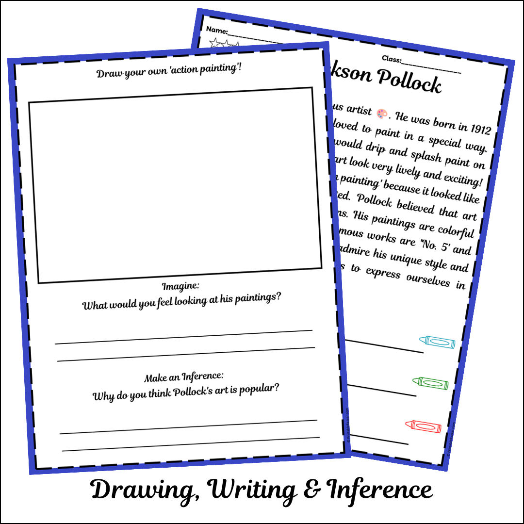 Jackson Pollock | Short Reading Comprehension Creative Worksheet