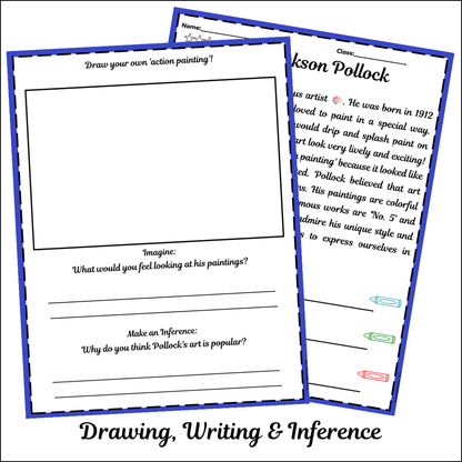 Jackson Pollock | Short Reading Comprehension Creative Worksheet
