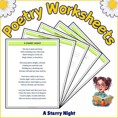 A Starry Night | Poem Grammar Worksheet Printable Activity