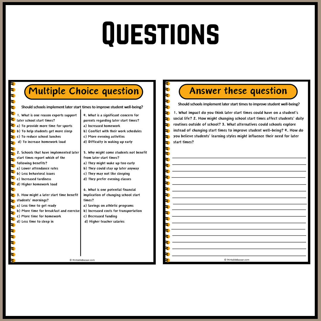 Should schools implement later start times to improve student well-being? | Debate Case Study Worksheet