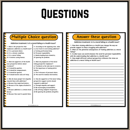 Addiction treatment: Is it a moral failing or a health issue? | Debate Case Study Worksheet