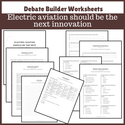 Electric aviation should be the next innovation | Favour and Against Worksheet Printable Activity