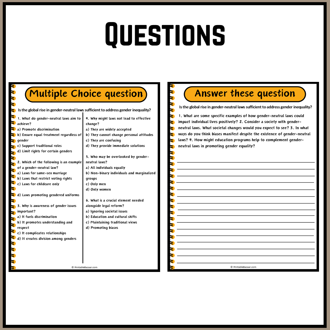 Is the global rise in gender-neutral laws sufficient to address gender inequality? | Debate Case Study Worksheet