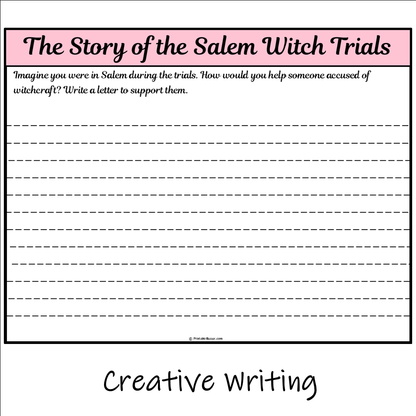 The Story of the Salem Witch Trials | Main Idea and Supporting Details Reading Passage and Questions