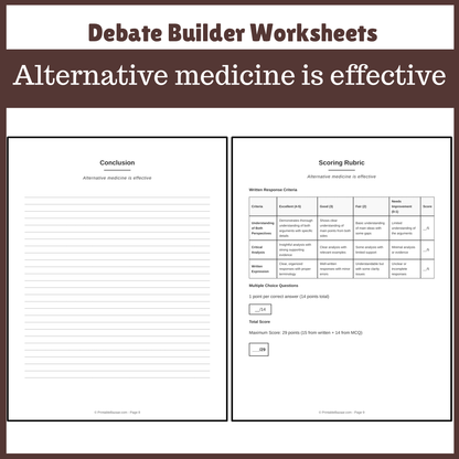 Alternative medicine is effective | Favour and Against Worksheet Printable Activity