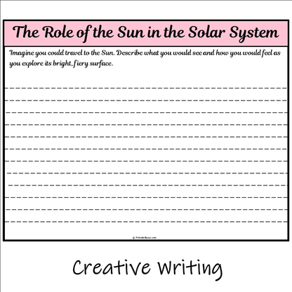 The Role of the Sun in the Solar System | Main Idea and Supporting Details Reading Passage and Questions