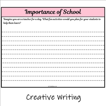 Importance of School | Main Idea and Supporting Details Reading Passage and Questions