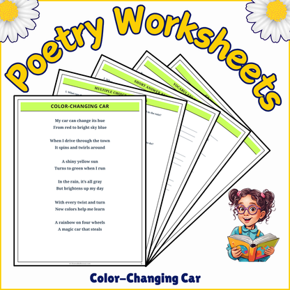 Color-Changing Car | Poem Grammar Worksheet Printable Activity