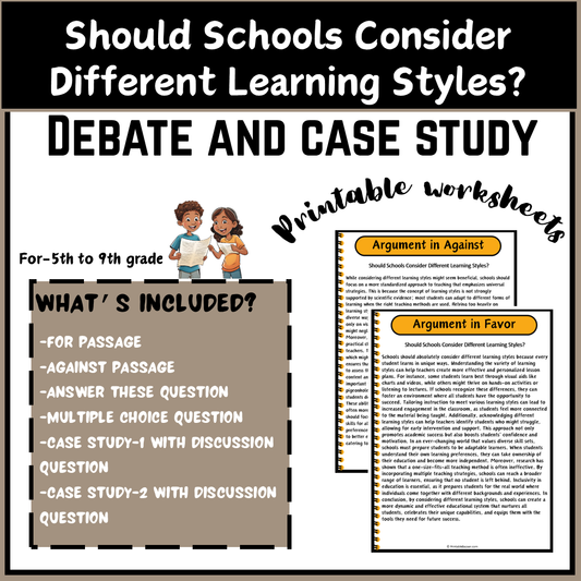 Should Schools Consider Different Learning Styles? | Debate Case Study Worksheet