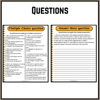 Should history be taught from multiple perspectives? | Debate Case Study Worksheet