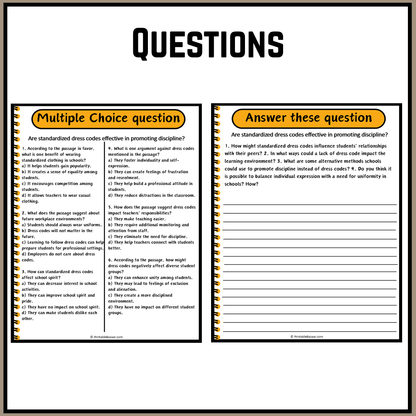 Are standardized dress codes effective in promoting discipline? | Debate Case Study Worksheet