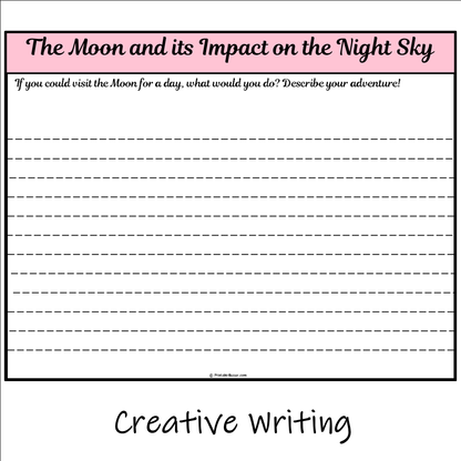 The Moon and its Impact on the Night Sky | Main Idea and Supporting Details Reading Passage and Questions