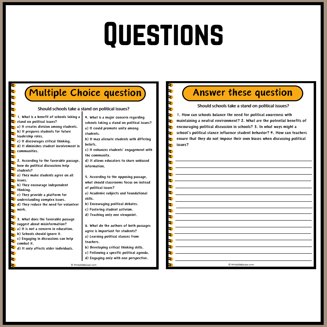 Should schools take a stand on political issues? | Debate Case Study Worksheet