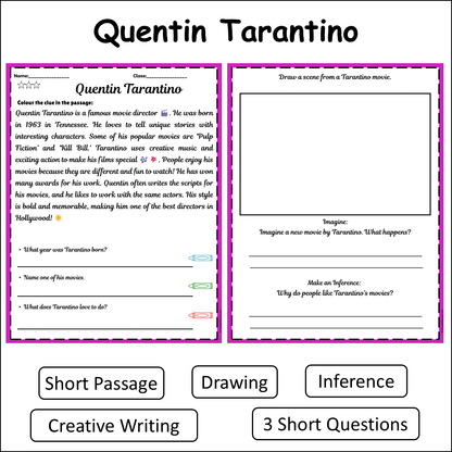 Quentin Tarantino | Short Reading Comprehension Creative Worksheet