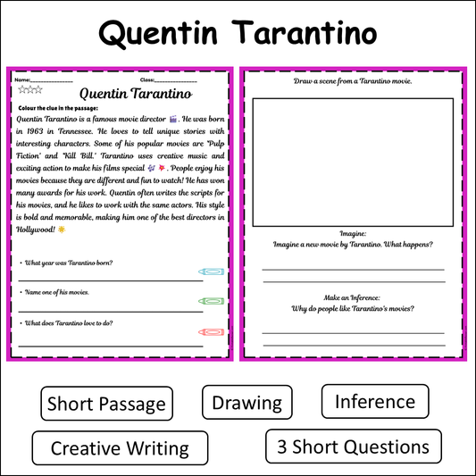 Quentin Tarantino | Short Reading Comprehension Creative Worksheet