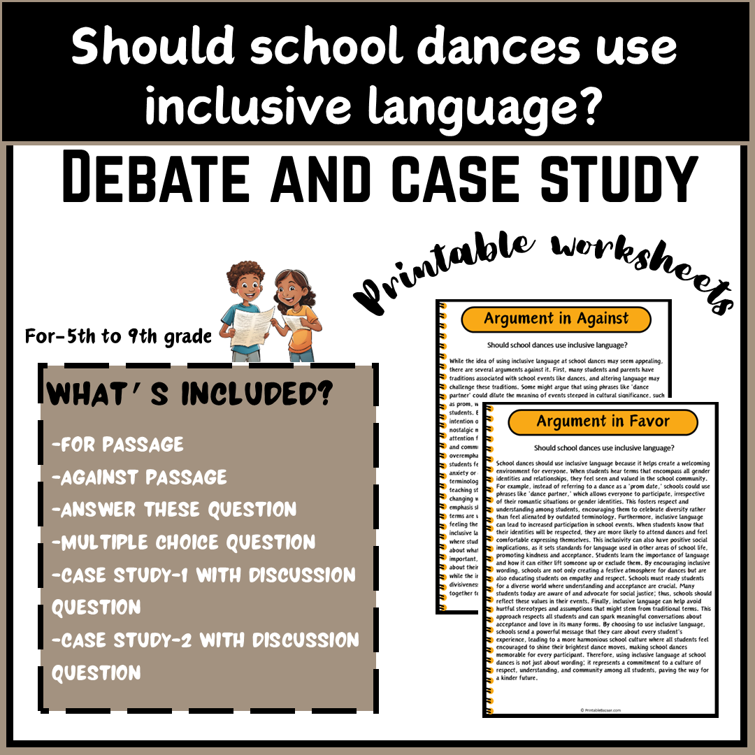 Should school dances use inclusive language? | Debate Case Study Worksheet